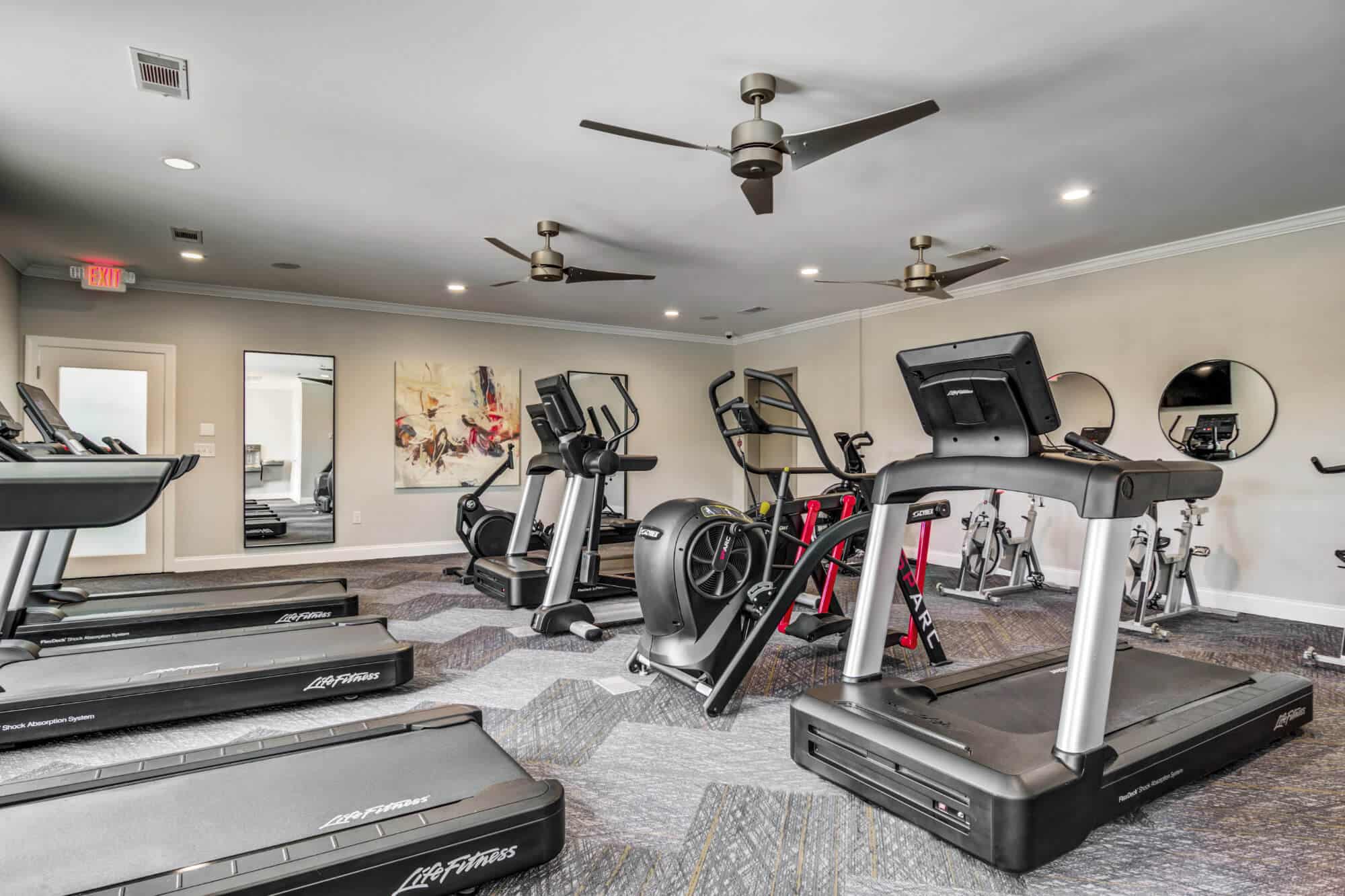 the collective at auburn luxury off campus cottage apartments near auburn university cardio studio 2nd floor of resident clubhouse